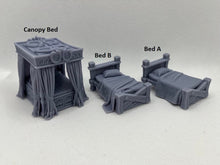 Load image into Gallery viewer, Bedroom/Tavern Beds/Candles - Tabletop Terrain | Scatter Terrain | Miniatures Terrain | Dungeons and Dragons | Pathfinder | RPG Terrain
