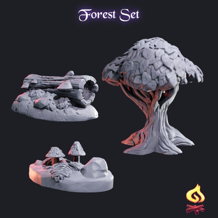 Forest Terrain/Forest Miniatures/Tree/Mushrooms - Tabletop Terrain | Scatter Terrain | Dungeons and Dragons | Safehold | Portals of Atarien