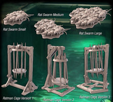 Load image into Gallery viewer, Sewer Terrain Set 2 | Underground Scatter Terrain | Rat Swarm Miniature | Spell Effects | Sewer Portal | Sewer Cages | DnD Terrain | 32mm
