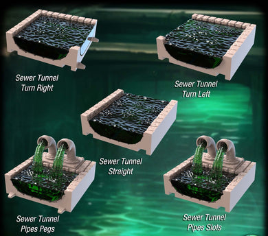 Sewer Terrain Set 3 | Underground Scatter Terrain | Sewer Tunnels | Sewer System | Tunnels | Aqueduct | Waterworks | DnD Terrain | 32mm