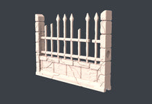 Load image into Gallery viewer, Graveyard Terrain Set 4 | Graveyard Fence Terrain w/ Holes for Magnets | Haunted | Spooky Spirit Terrain | Scary | Dungeons and Dragons
