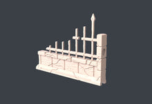 Load image into Gallery viewer, Graveyard Terrain Set 4 | Graveyard Fence Terrain w/ Holes for Magnets | Haunted | Spooky Spirit Terrain | Scary | Dungeons and Dragons
