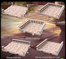 Load image into Gallery viewer, Courtyard Terrain Set 3 | Interlocking Courtyard Pathways | Cobblestone Pathway | Stone Pathway | Plaza Terrain | Dungeons and Dragons |32mm
