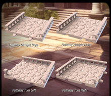 Load image into Gallery viewer, Courtyard Terrain Set 3 | Interlocking Courtyard Pathways | Cobblestone Pathway | Stone Pathway | Plaza Terrain | Dungeons and Dragons |32mm
