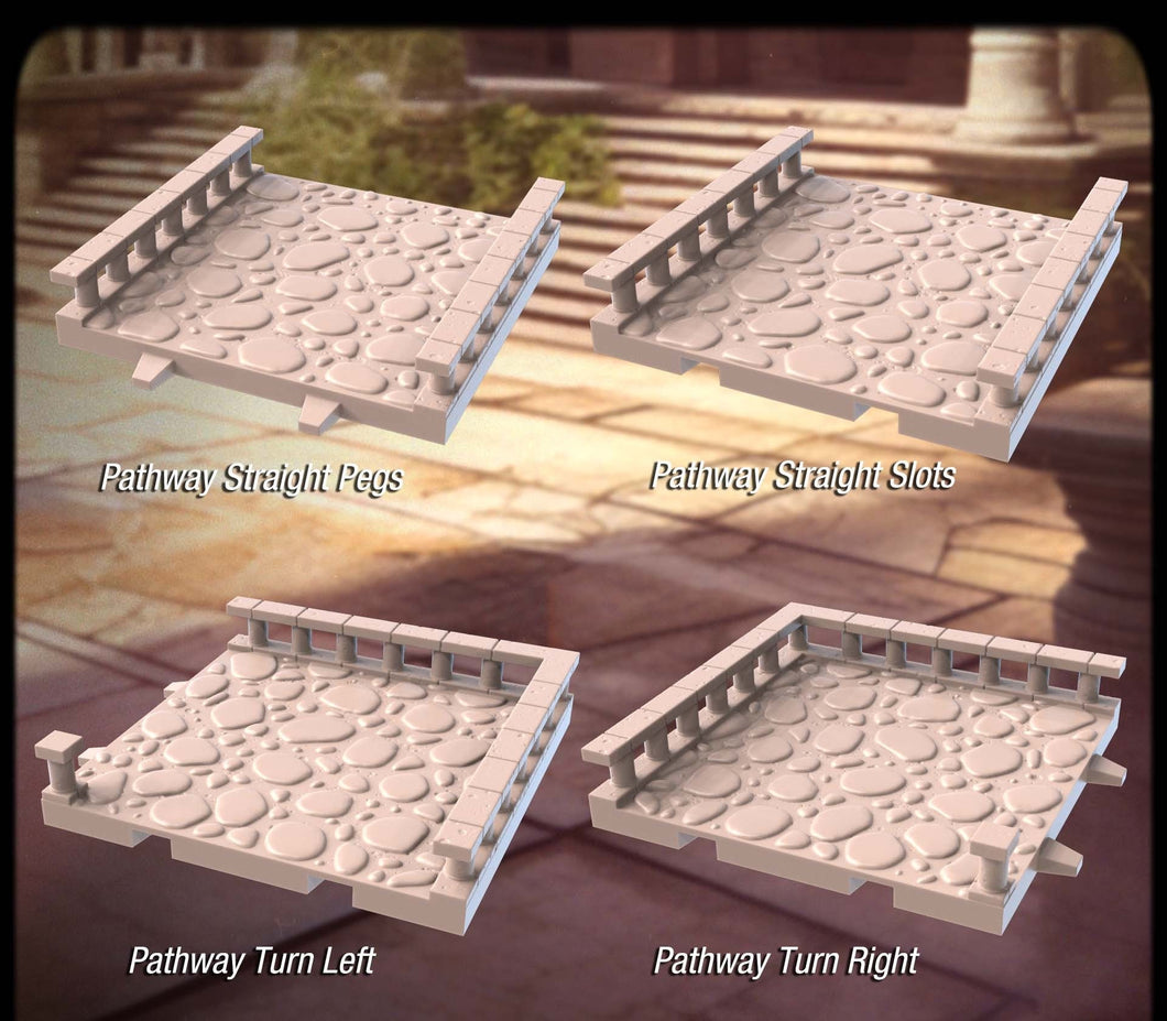 Courtyard Terrain Set 3 | Interlocking Courtyard Pathways | Cobblestone Pathway | Stone Pathway | Plaza Terrain | Dungeons and Dragons |32mm