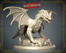 Load image into Gallery viewer, Blue Dragon Miniature | Dragon Menagerie | Ancient Dragon | Adult Dragon | Young Dragon | Dungeons and Dragons | Large | Huge | Gargantuan
