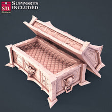 Load image into Gallery viewer, Vampire Terrain Set - Curse of Strahd - Castlevania - Blood Fountain - Vampire Throne - Ornate Coffin - Gargoyle | DnD 5e | Pathfinder
