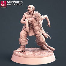 Load image into Gallery viewer, Injured Villager Set - Hurt Townsfolk - Peasant Set - Tabletop Terrain/Scatter Terrain/Miniatures Terrain/Dungeons and Dragons/Pathfinder/5E
