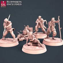 Load image into Gallery viewer, Injured Villager Set - Hurt Townsfolk - Peasant Set - Tabletop Terrain/Scatter Terrain/Miniatures Terrain/Dungeons and Dragons/Pathfinder/5E
