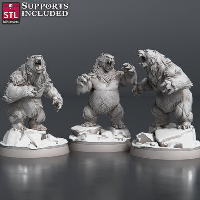 Bear Miniature Set | Brown Bear | Black Bear | Polar Bear | 5E | Dungeons and Dragons | Pathfinder | DnD | 5th Edition