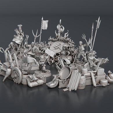 Riot Miniature Set | Rioters | Protestors | Townsfolk Riot | Riot Barricade | Tabletop Terrain/DnD/Miniatures/Pathfinder/5th Edition