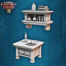 Load image into Gallery viewer, Tavern Miniature Set 3 | Inn Set | Bar Set | Ale House | DnD 5E | Tabletop Terrain | Scatter Terrain | Dungeons and Dragons| Pathfinder| RPG
