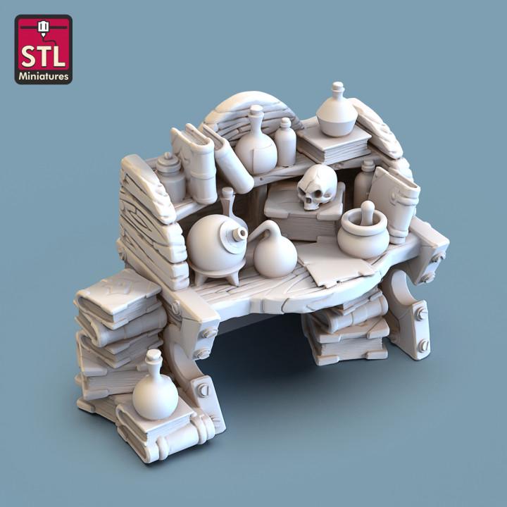 Alchemist Lab/Potion Shop/Magic Shop Desk - Tabletop Terrain | Scatter Terrain | Miniatures Terrain | Dungeons and Dragons | Pathfinder