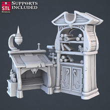 Load image into Gallery viewer, Royal Court Terrain Miniature Set | Throne Room | Royalty | Throne | Royal Furniture | Fancy Bed | 5e |Tabletop Terrain/DnD/Pathfinder
