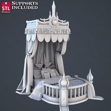 Load image into Gallery viewer, Royal Court Terrain Miniature Set | Throne Room | Royalty | Throne | Royal Furniture | Fancy Bed | 5e |Tabletop Terrain/DnD/Pathfinder
