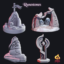 Load image into Gallery viewer, Runestone Miniature/Runes/Magical Stones/Shrine - Tabletop Terrain | Scatter Terrain | Dungeons and Dragons | Safehold | Portals of Atarien

